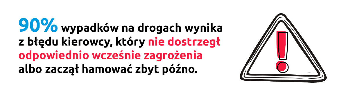 90% wypadków na drogach wynika
            z błędu kierowcy